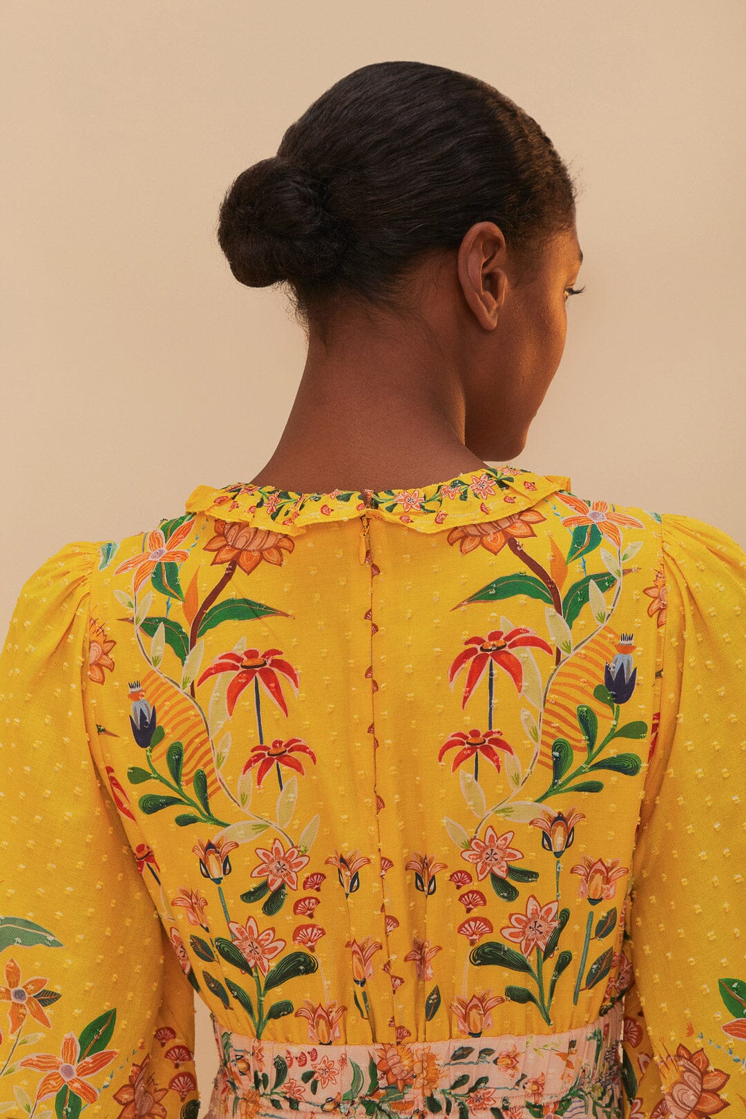 Mixed Delicate Flowers Long Sleeve Maxi Dress