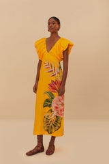 Off-White Spring Awakening Euroflax™ Premium Linen Midi Dress