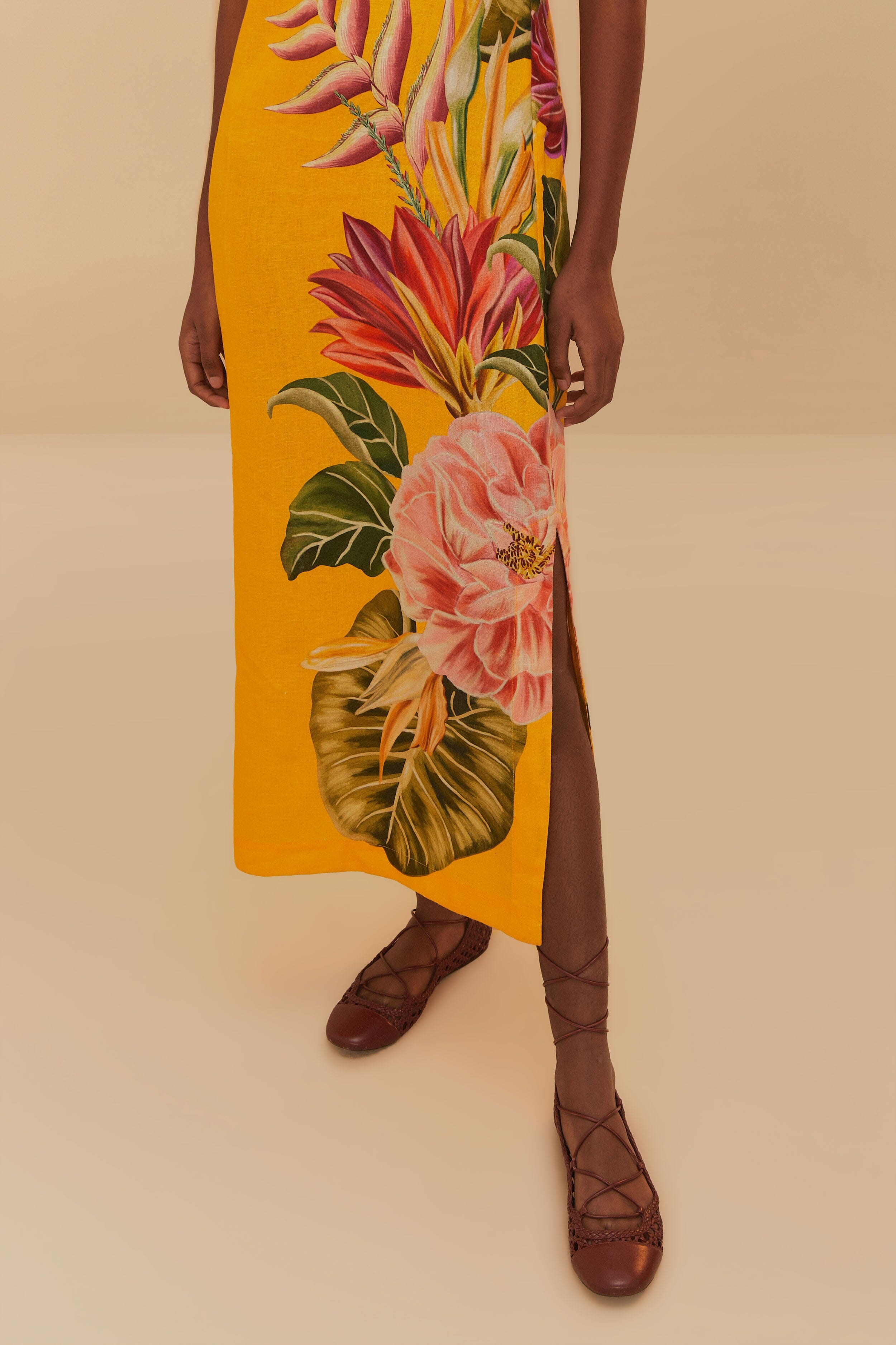 Off-White Spring Awakening Euroflax™ Premium Linen Midi Dress
