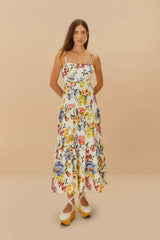 Off-White Greek Garden LENZING™ ECOVERO™ Euroflax™ Maxi Dress