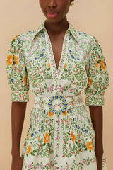 Off-White Folk Floral Short Sleeve Mini Dress
