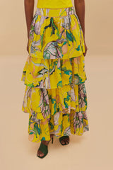 Yellow Jellyfish Bouquet Maxi Skirt
