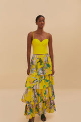 Yellow Jellyfish Bouquet Maxi Skirt