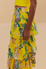 Yellow Jellyfish Bouquet Maxi Skirt