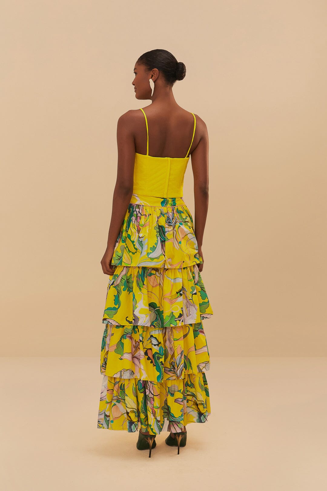 Yellow Jellyfish Bouquet Maxi Skirt