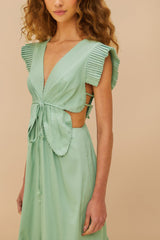Light Green Butterfly Cut-Out Midi Dress