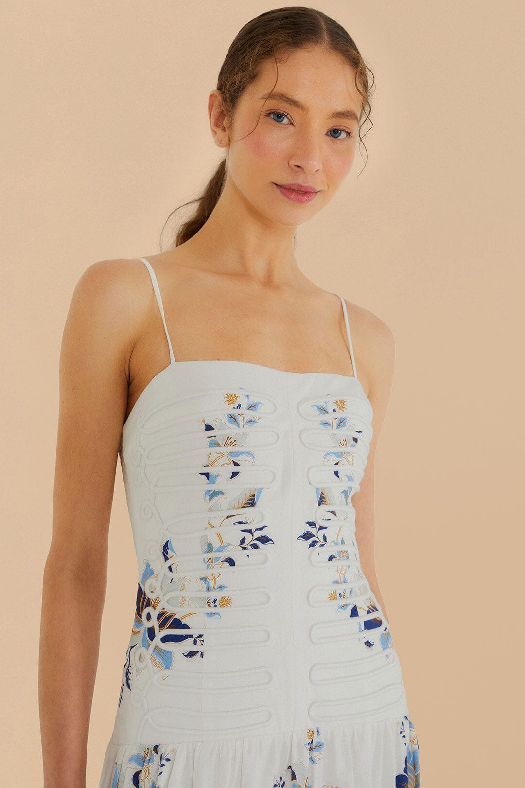 Off-White Mystic Blue Lotus Dreamscape LENZING™ ECOVERO™ Euroflax™ Midi Dress