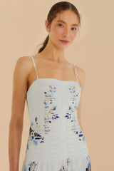 Off-White Mystic Blue Lotus Dreamscape LENZING™ ECOVERO™ Euroflax™ Midi Dress