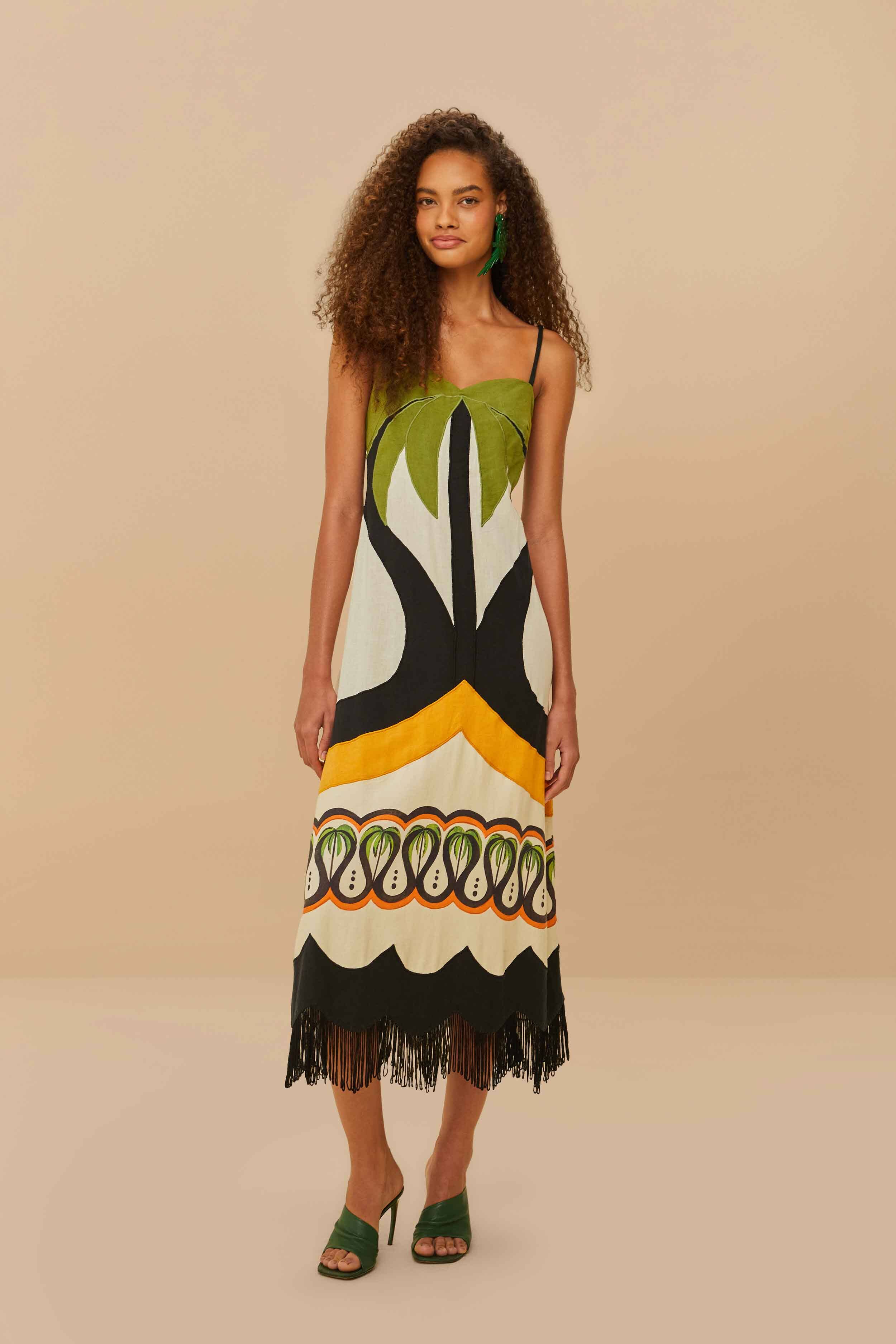 Off-White Coconut Tree Flow LENZING™ ECOVERO™ Euroflax™ Dress