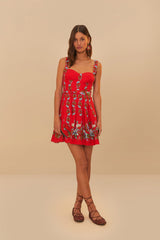 Red Sweet Bloom Bouquet LENZING™ ECOVERO™ Euroflax™ Mini Dress