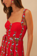 Red Sweet Bloom Bouquet LENZING™ ECOVERO™ Euroflax™ Mini Dress