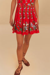 Red Sweet Bloom Bouquet LENZING™ ECOVERO™ Euroflax™ Mini Dress
