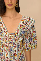 Off-White Greek Garden LENZING™ ECOVERO™ Euroflax™ Mini Dress
