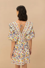 Off-White Greek Garden LENZING™ ECOVERO™ Euroflax™ Mini Dress