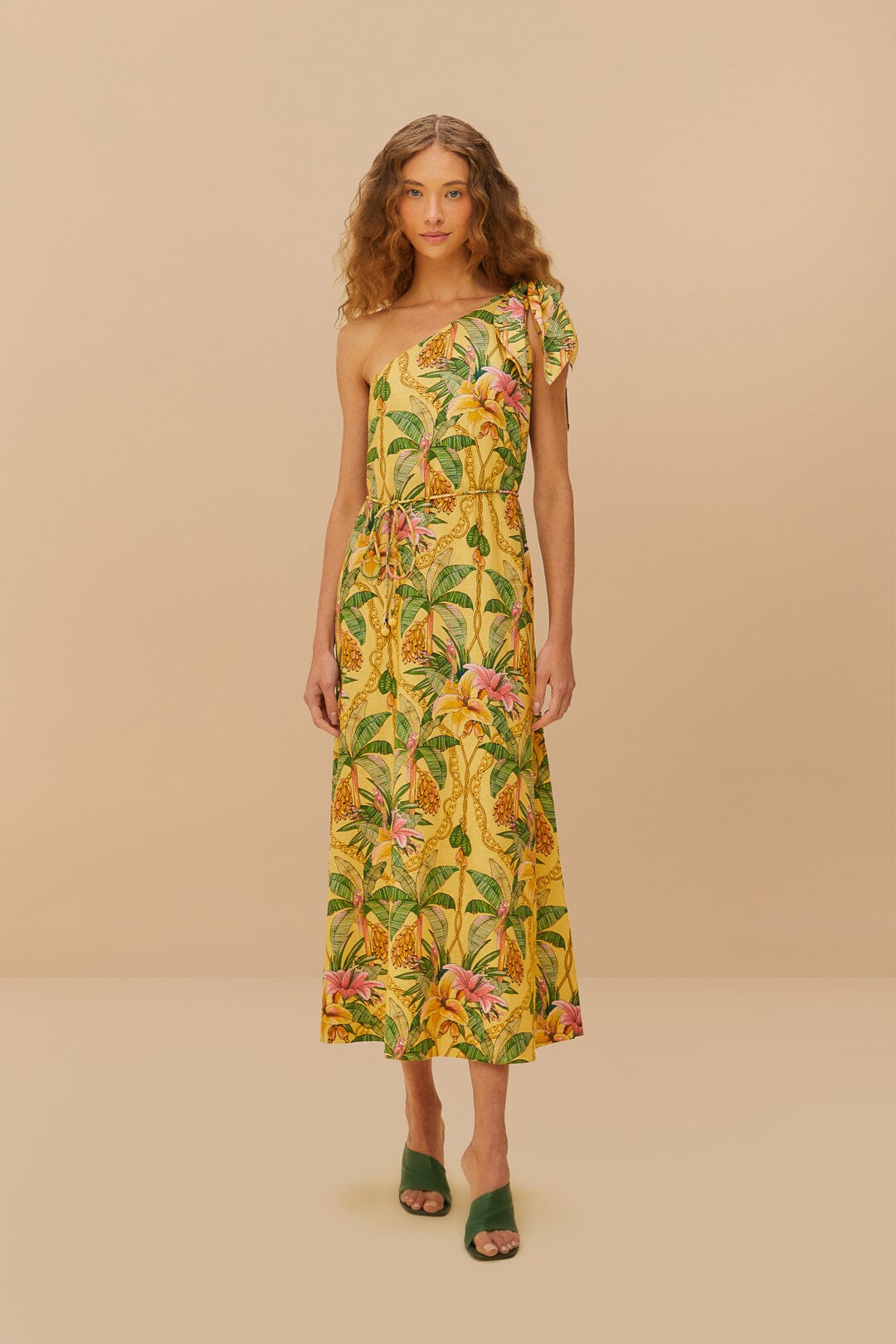 Yellow Tropical Paradise LENZING™ ECOVERO™ Euroflax™ Maxi Dress