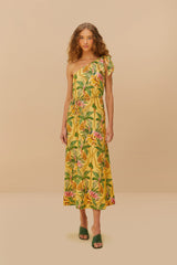 Yellow Tropical Paradise LENZING™ ECOVERO™ Euroflax™ Maxi Dress