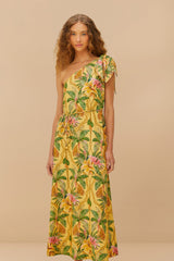 Yellow Tropical Paradise LENZING™ ECOVERO™ Euroflax™ Maxi Dress