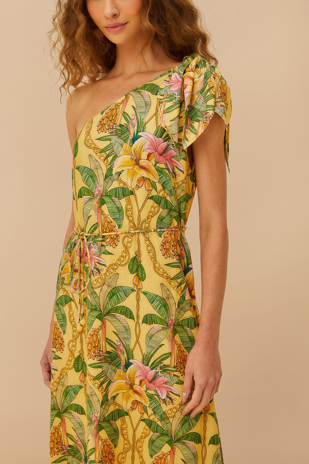 Yellow Tropical Paradise LENZING™ ECOVERO™ Euroflax™ Maxi Dress