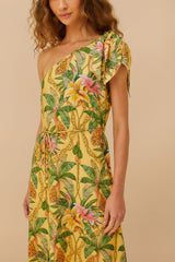 Yellow Tropical Paradise LENZING™ ECOVERO™ Euroflax™ Maxi Dress