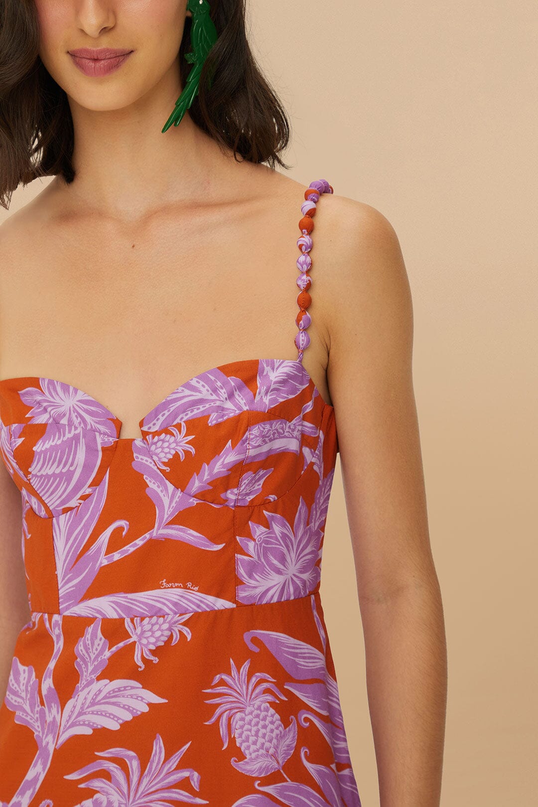 Mixed Tropical Swing Sleeveless Midi Dress