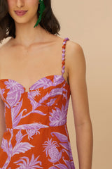 Mixed Tropical Swing Sleeveless Midi Dress
