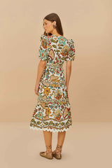 Off-White Botanicals Belted Midi Dress