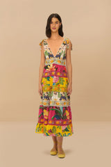 Mixed Flowers Midi Dress