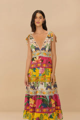 Mixed Flowers Midi Dress