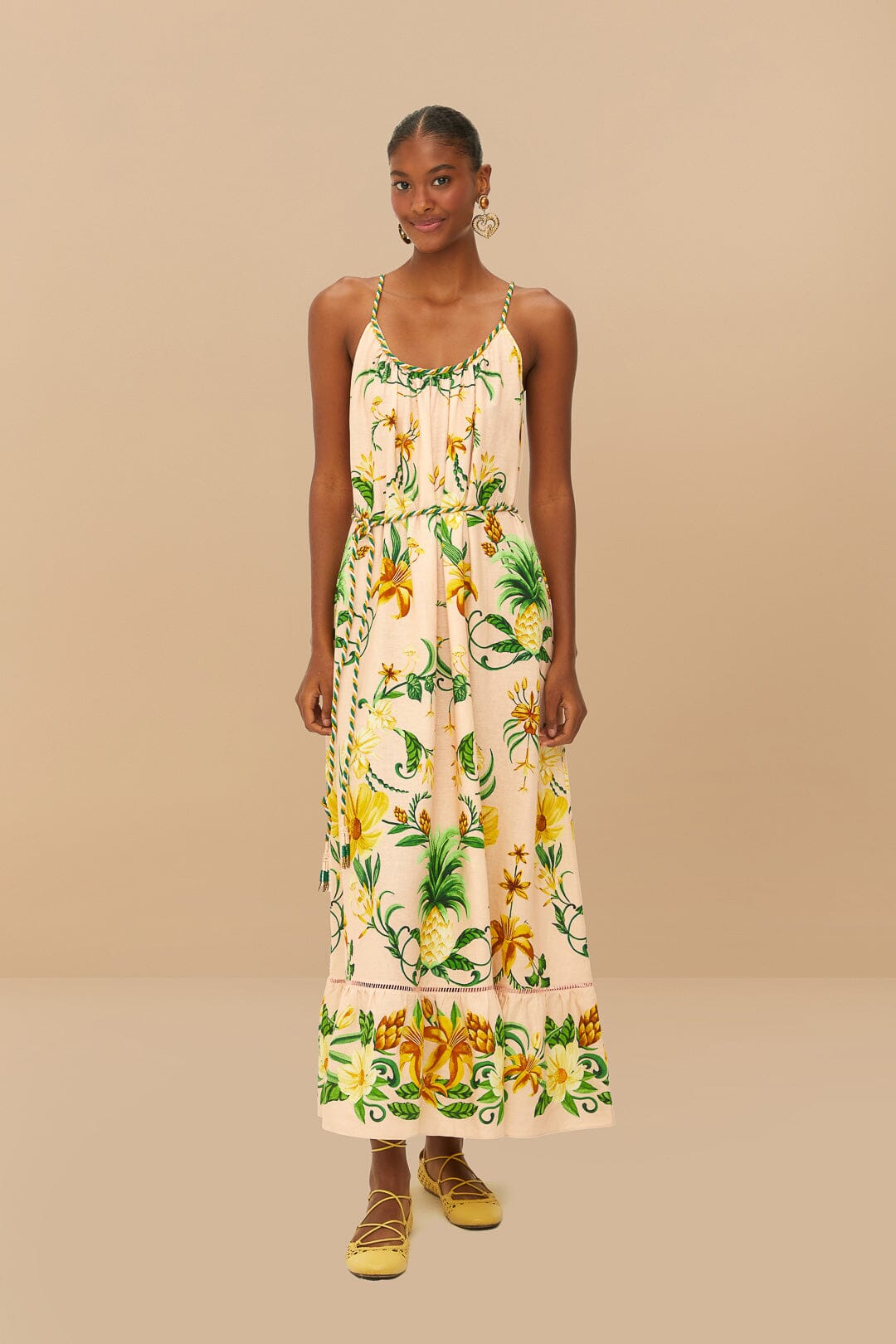 Pink Botanical Beauty LENZING™ ECOVERO™ Euroflax™ Maxi Dress
