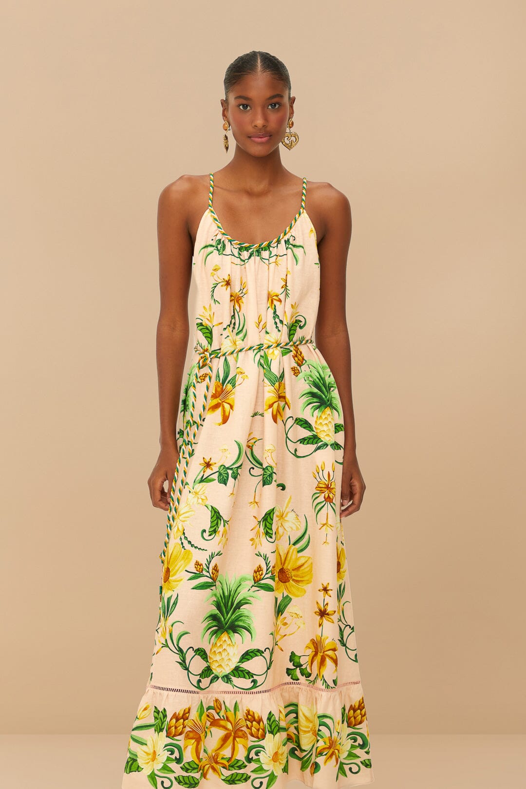 Pink Botanical Beauty LENZING™ ECOVERO™ Euroflax™ Maxi Dress