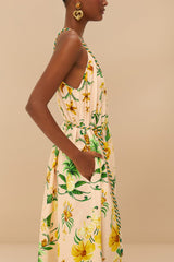 Pink Botanical Beauty LENZING™ ECOVERO™ Euroflax™ Maxi Dress