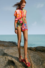 Mixed Scarves Floral Elegance Mini Skirt