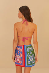 Mixed Scarves Floral Elegance Mini Skirt