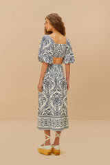 Off-White Tropical Cameo Euroflax™ Premium Linen Midi Skirt