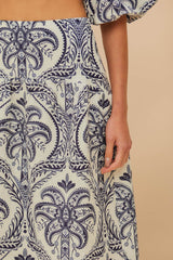 Off-White Tropical Cameo Euroflax™ Premium Linen Midi Skirt