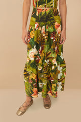 Multicolor Botanical Forest LENZING™ ECOVERO™ Euroflax™ Midi Skirt