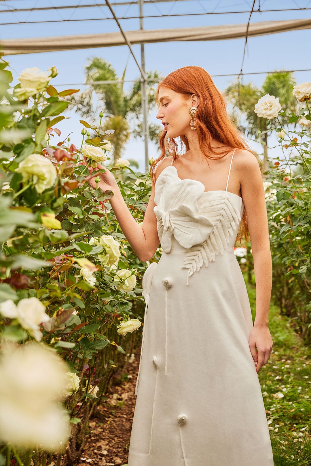 Off-White Garden LENZING™ ECOVERO™ Euroflax™ Midi Dress