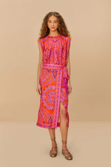 Red Paisley Scarf LENZING™ ECOVERO™ Viscose Midi Skirt