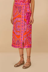 Red Paisley Scarf LENZING™ ECOVERO™ Viscose Midi Skirt