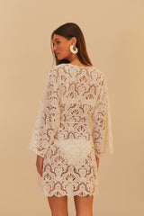 White Seashell Eyelet Mini Dress