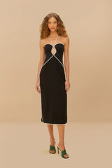 Black And White Cut-Out Midi Dress