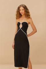Black And White Cut-Out Midi Dress
