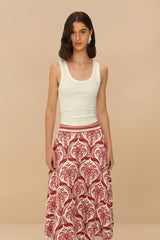 Off-White Tropical Cameo LENZING™ ECOVERO™ Euroflax™ Midi Skirt