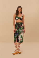 Mixed Midnight Macaw Fiesta LENZING™ ECOVERO™ Euroflax™ Midi Skirt