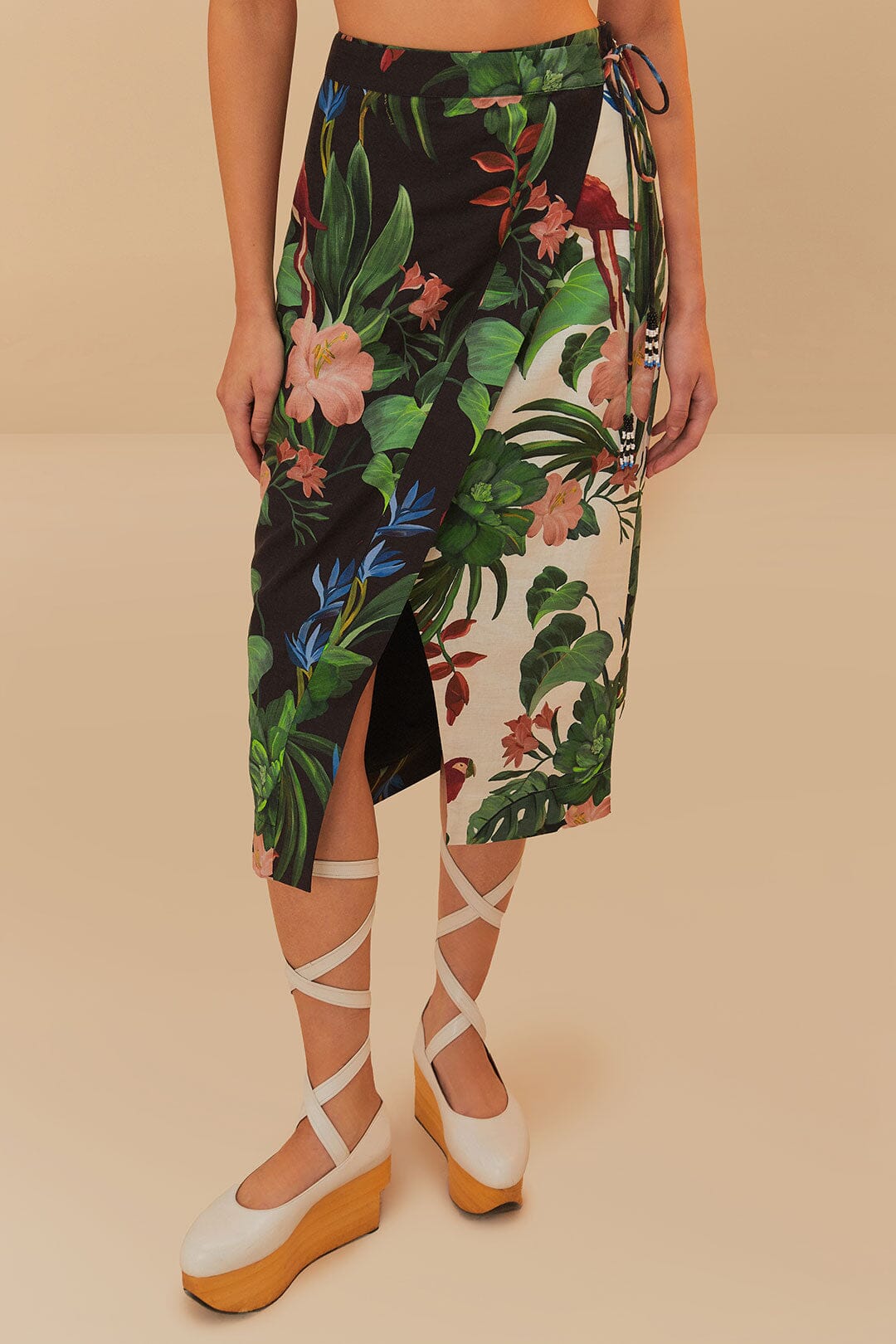 Mixed Midnight Macaw Fiesta LENZING™ ECOVERO™ Euroflax™ Midi Skirt