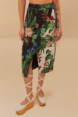 Mixed Midnight Macaw Fiesta LENZING™ ECOVERO™ Euroflax™ Midi Skirt