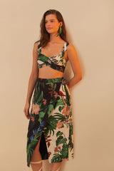 Mixed Midnight Macaw Fiesta LENZING™ ECOVERO™ Euroflax™ Midi Skirt