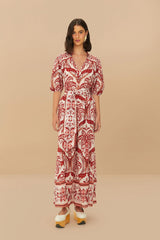 Off-White Tropical Cameo Belted Maxi Dress