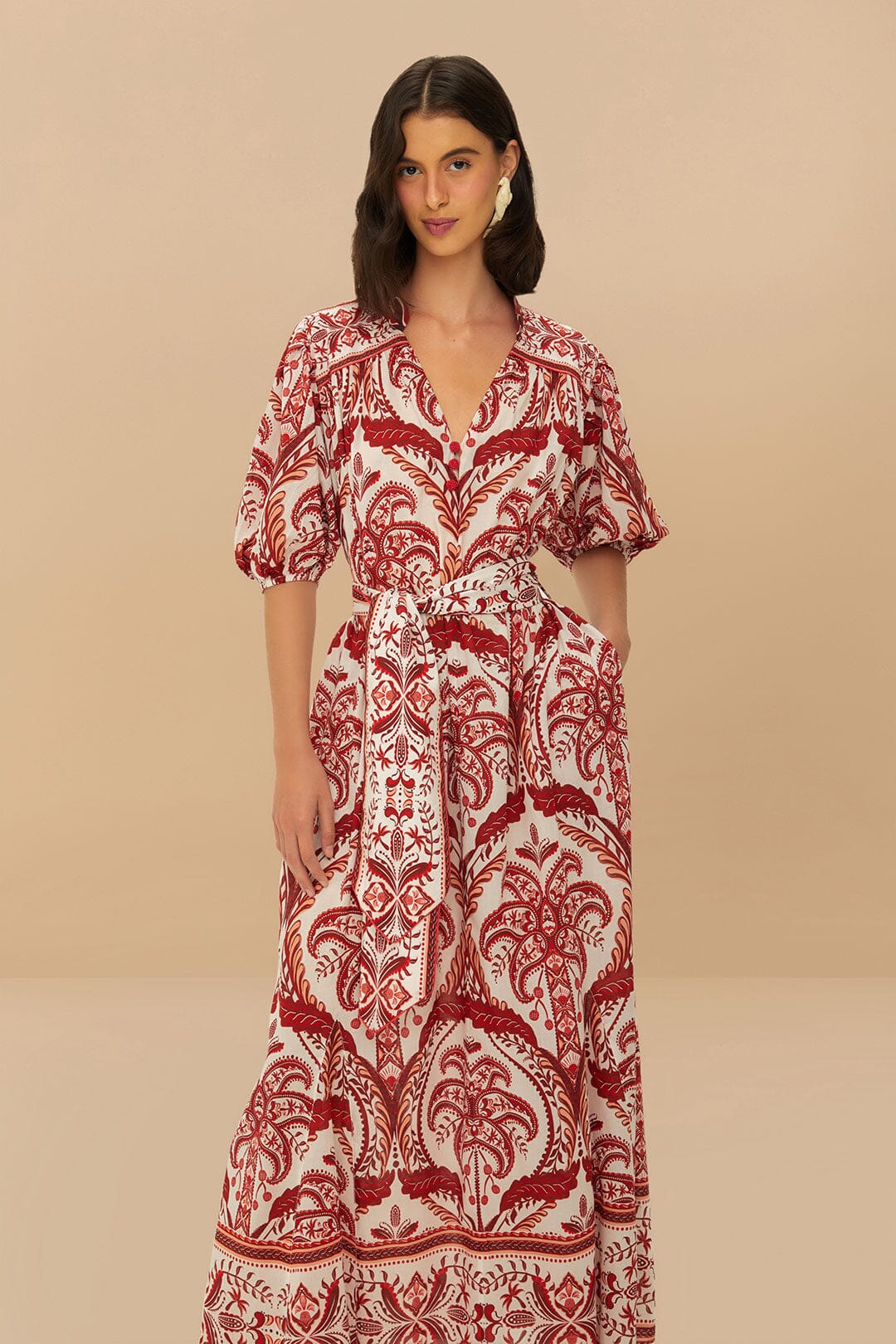 Off-White Tropical Cameo Belted Maxi Dress