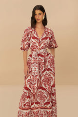 Off-White Tropical Cameo Belted Maxi Dress